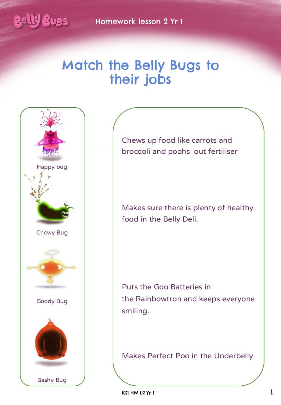 Homework Lesson 2 yr 1 Belly Bug Match 2